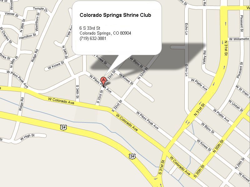 Map to the Colorado Springs Shrine Club